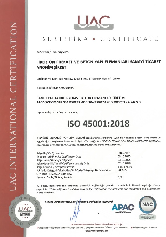 First Quality Certification 45001-2018 TR