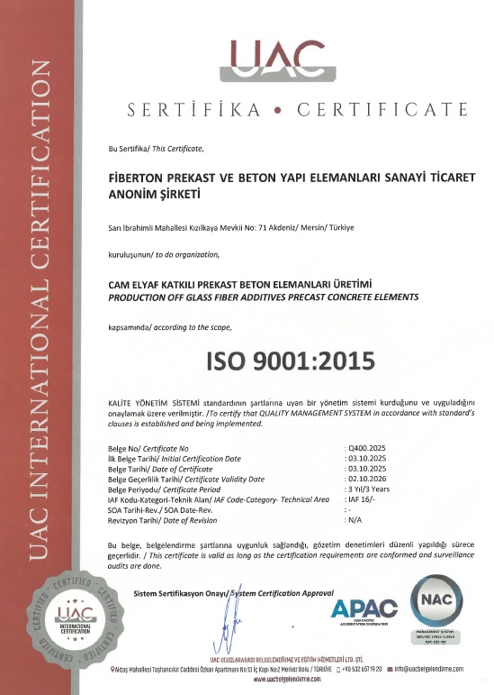 First Quality Certification 9001-2015 TR